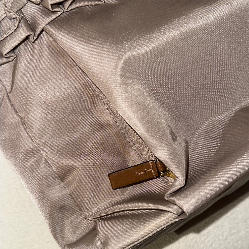Tumi Enna Large ruffled Travel Pouch Taupe Cosmetics Bag - Picture 8 of 13